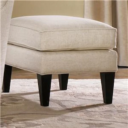 Chair Ottoman with Welt Cords and Wood Tapered Legs